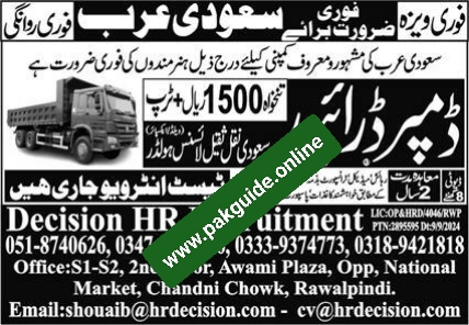 Heavy Diesel Mechanic & Dumper Driver Jobs 2025 in Saudi Arabia – High Salary Overseas Vacancies